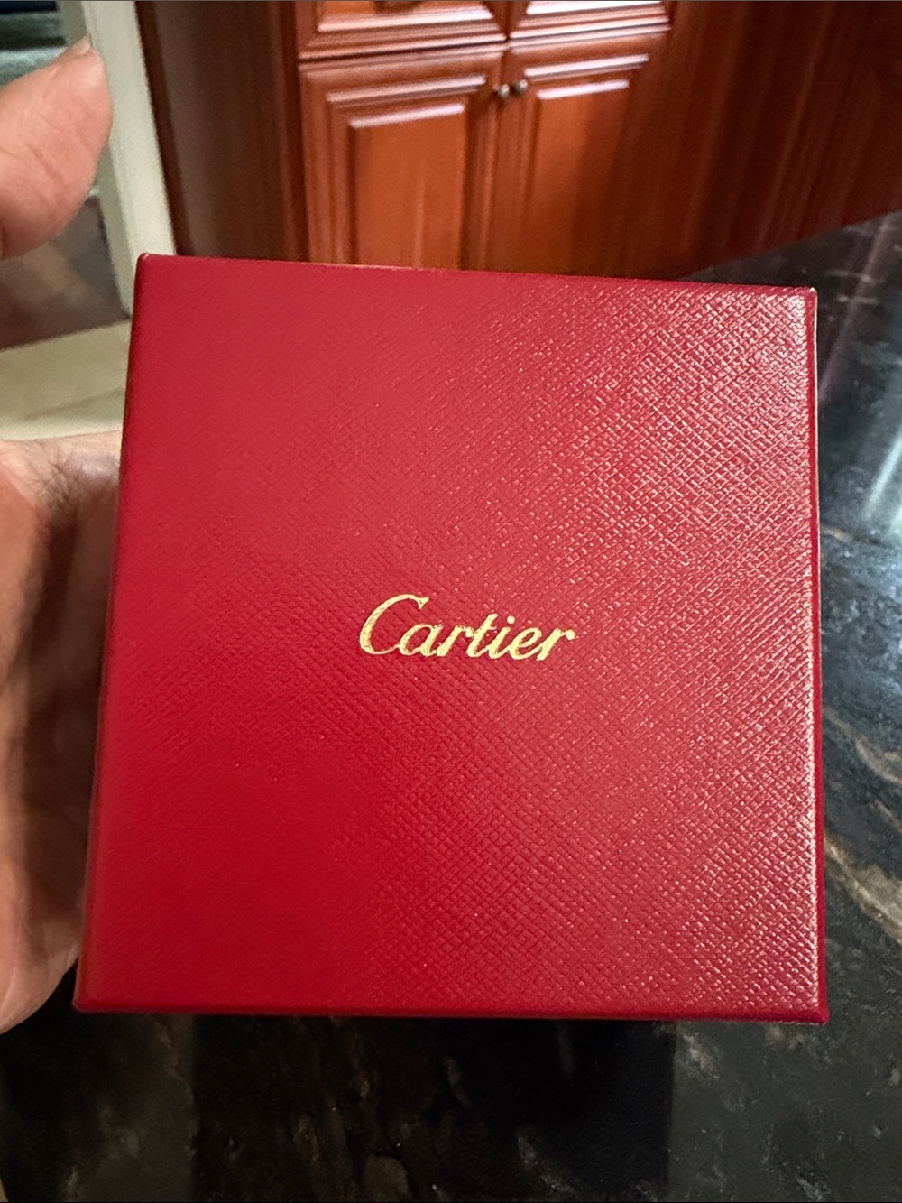 Cartier Red Box with Gold Script Logo